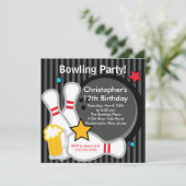 Sluiting Fun Bowling Birthday Party Invitation Kaart (Staand voorkant)