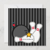Sluiting Fun Bowling Birthday Party Invitation Kaart (Achterkant)