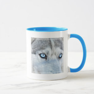 Sluiting Siberian Husky met Blue Eyes Mok