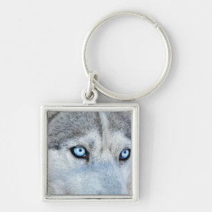Sluiting Siberian Husky met Blue Eyes Sleutelhanger