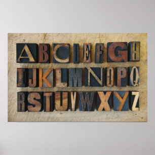 Sluiting van alfabet op letterdruk 2 poster