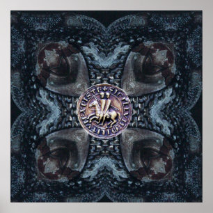 SLUITING VAN DE KNIGHTS-TEMPLAR OP IRON CROSS Blac Poster