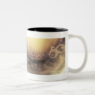 Sluiting van de structuur van een HIV-cel Tweekleurige Koffiemok