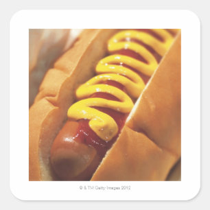 sluiting van een hotdog vierkante sticker