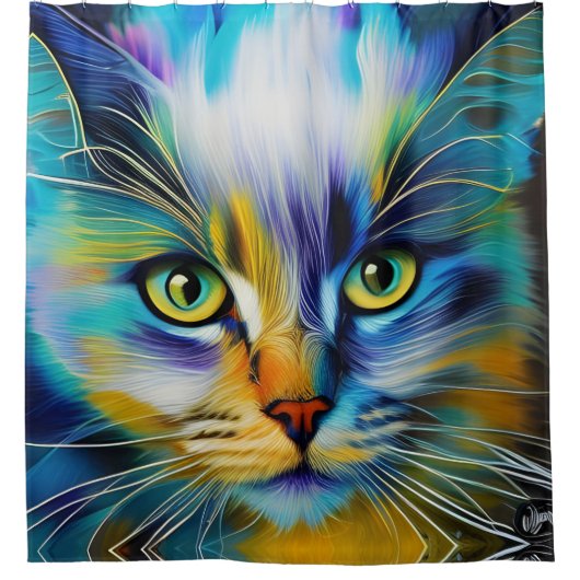 Sluiting van een kleurrijke Siamese Kitten Douchegordijn (Voorkant)