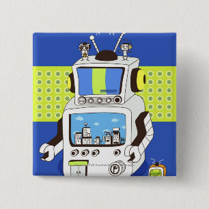 Sluiting van een robot vierkante button 5,1 cm