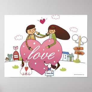 Sluiting van een stel met een hartvorm poster