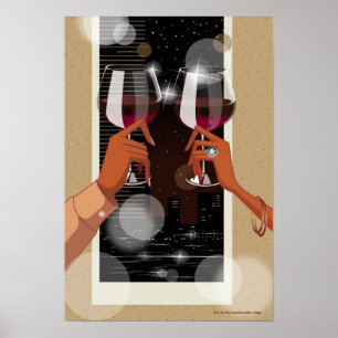 Sluiting van een stel met een wijnbril poster
