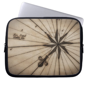 Sluiting van roos op antiek kaart laptop sleeve