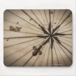 Sluiting van roos op antiek kaart muismat