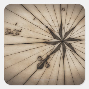 Sluiting van roos op antiek kaart vierkante sticker