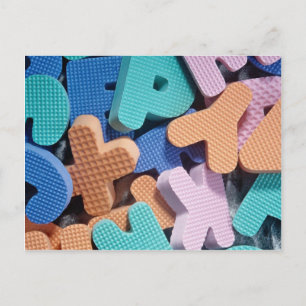 Sluiting van schuimletters voor kinderen briefkaart