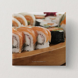 Sluiting van sushi in een platter vierkante button 5,1 cm