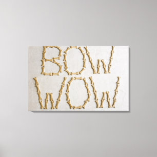Sluiting van teksten BOW WOW gemaakt met hondenkoe Canvas Afdruk