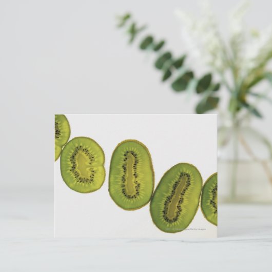 Sluiting van vijf plakken kiwi-vruchten briefkaart (Staand voorkant)