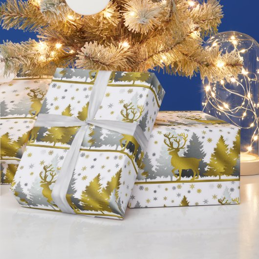 Sluitingen met zilver en gouden rendierkerstfeestj cadeaupapier (Feestdagen)
