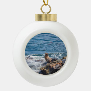 Sluitsteen bij La Jolla Beach in San Diego Keramische Bal Ornament