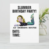 SLUMBER BIRTHDAY RETRO GIRL INVITATIONS KAART (Staand voorkant)