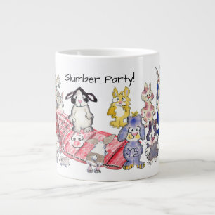 Slumber Party 21 Cartoon Rabbits Large Coffee Mok
