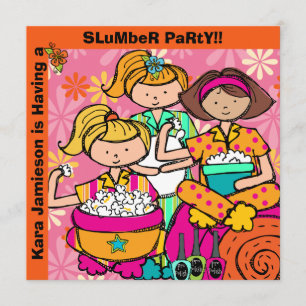 Slumber Party Birthday Gepersonaliseerd uitnodigin Kaart