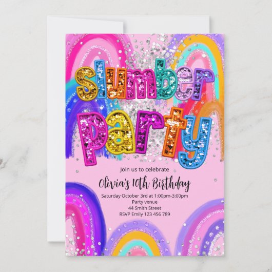 Slumber Party Birthday Invitation (Devant)