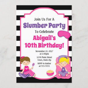 Slumber Party Birthday Invitation Sleepover Kaart