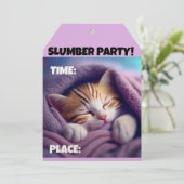 SLUMBER PARTY CUTE SLEEPING CAT INVITATIONS (Debout devant)