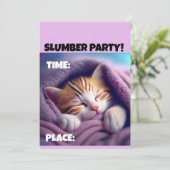 SLUMBER PARTY CUTE SLEEPING CAT INVITATIONS (Debout devant)