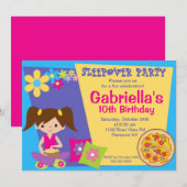 Slumber Party Fun Birthday Uitnodiging (Voorkant / Achterkant)
