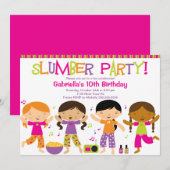 Slumber Party Fun Birthday Uitnodiging (Voorkant / Achterkant)