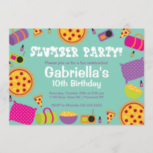 Slumber Party Fun Birthday Uitnodiging