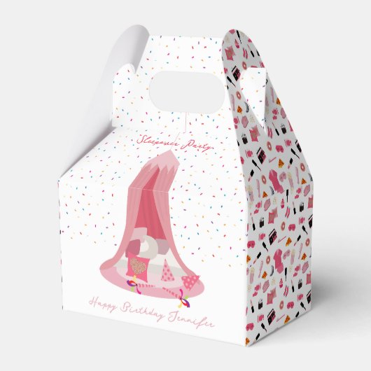 Slumber Party Sleepover Tent Kids Verjaardagsfeest Bedankdoosjes (Voorkant Zijde)