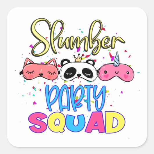Slumber Party Squad Girls Pajamas Matching Vierkante Sticker (Voorkant)