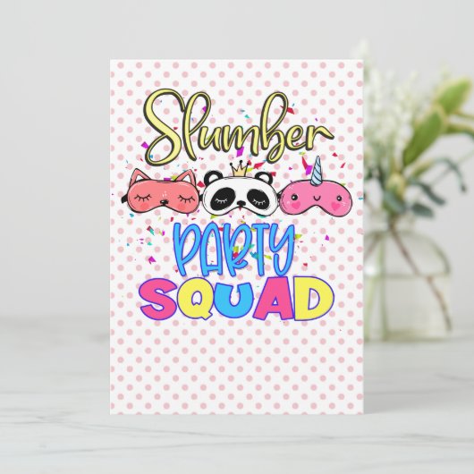 Slumber Party Squad Meisjes Pyjama Matching  Kaart (Staand voorkant)