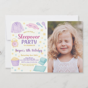Slumber Party Verjaardag Uitnodiging met foto