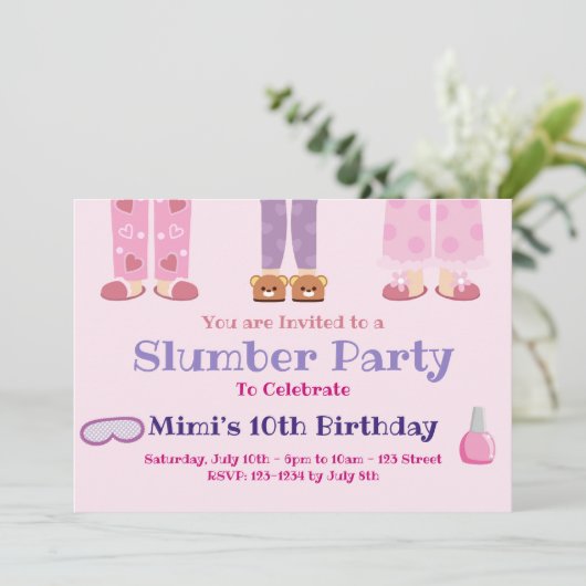 Slumber Party Verjaardagsfeestje, Sleepover Kaart (Staand voorkant)