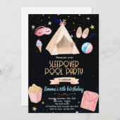 Slumber Pool birthday Party Invitation Kaart (Voorkant / Achterkant)