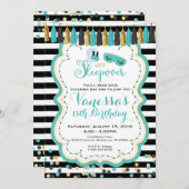 Slumber Sleepover Birthday Party Invitation Kaart (Voorkant / Achterkant)