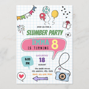 Slumber Sleepover Mall Scavenger Hunt verjaardag Kaart