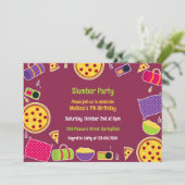 Slumber Verjaardagsfeest Platte Uitnodiging (Staand voorkant)