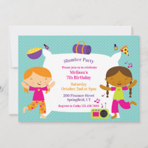 Slumber Verjaardagsfeest Platte Uitnodiging