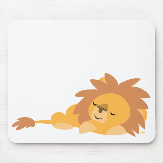 Slumbering Cartoon Lion mousepad Muismat (Voorkant)