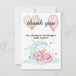 Slumbering Dragon Dreams - Baby shower Bedankkaart