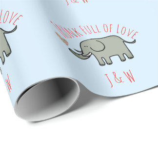 Slurf Vol Liefde Aangepaste Initiaal Olifant Cadeaupapier