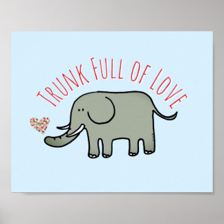 Slurf Vol Liefde Schattige Olifant Doodle Poster