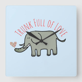 Slurf Vol Liefde Schattige Olifant Doodle Vierkante Klok