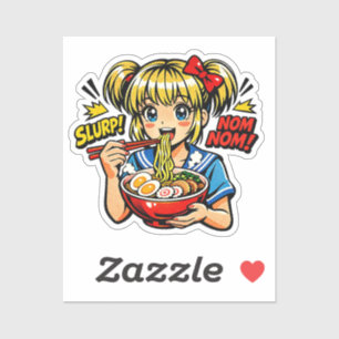 Slurp Nom Anime Meisje Ramen Noedels Sticker