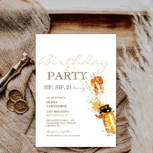 Slurp, slurp! | Champagnetje 21ste Verjaardagsfee Kaart