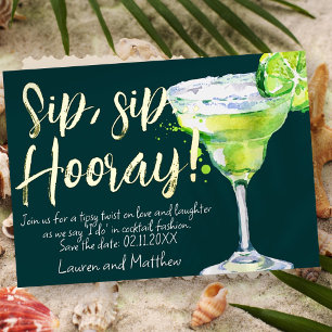Slurp, Slurp Hoera! Grappige Cocktail Save-the-Dat Folie Uitnodiging