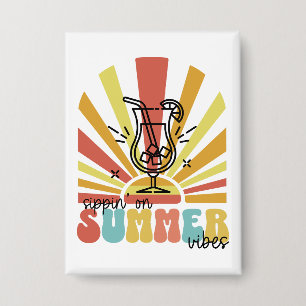 Slurpend aan zomerstemming, Retro zon, Cocktailgla Button